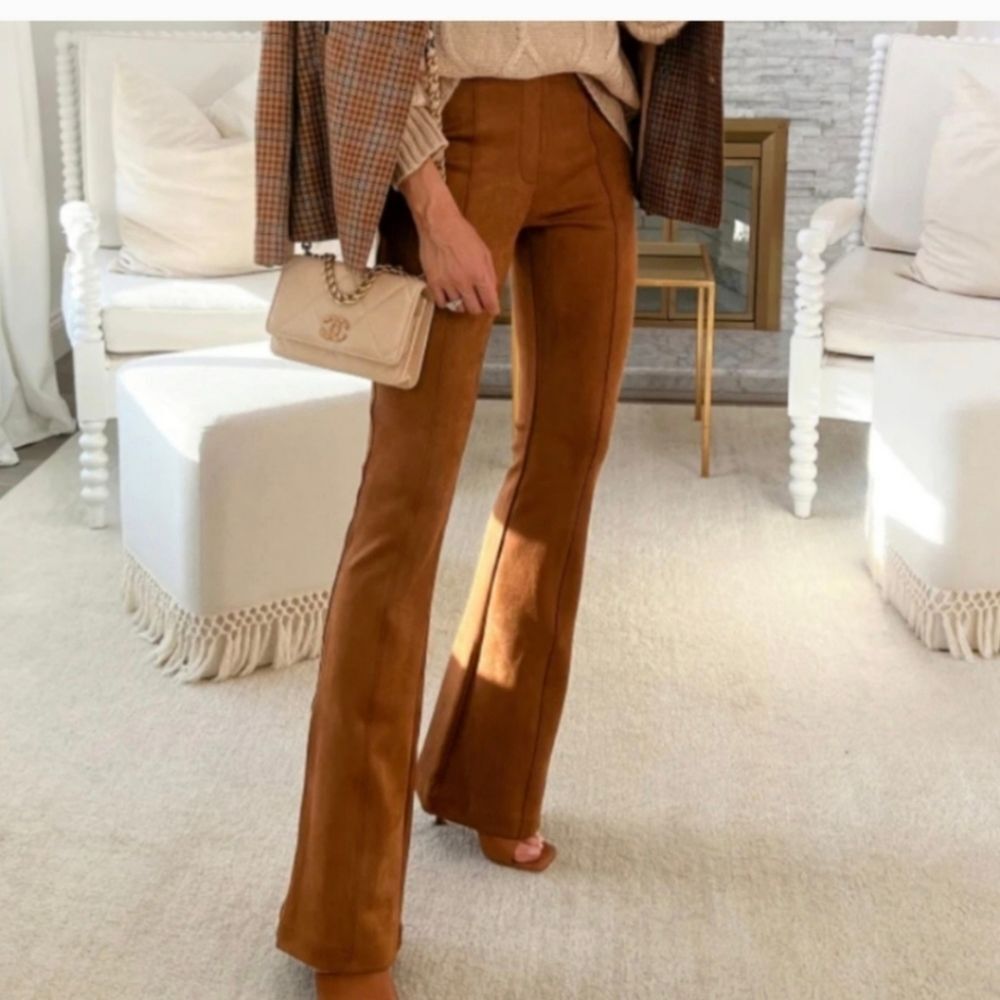SPANX Brown Wide Faux Suede Flares